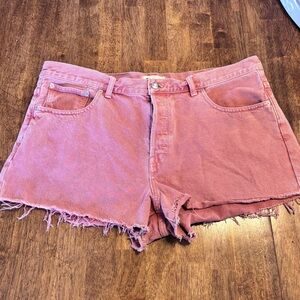 Madewell Pink Frayed Hem Denim Shorts - 33